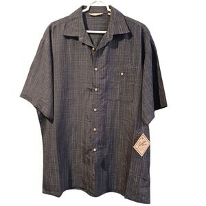 Paradise Collection Men's Short Sleeve Button Down Shirt Size L Blue Preppy